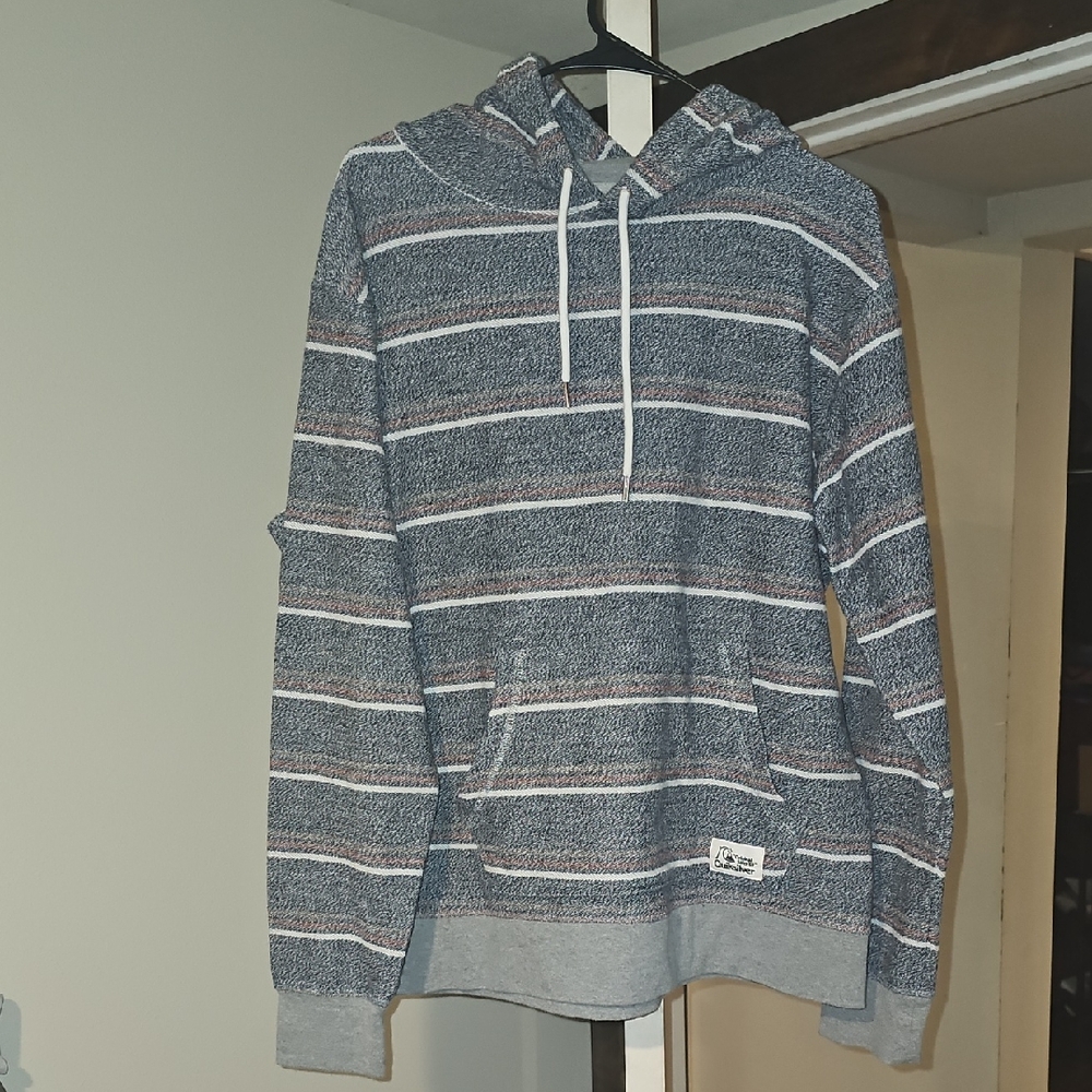 Quiksilver Navy and White Striped Hoodie